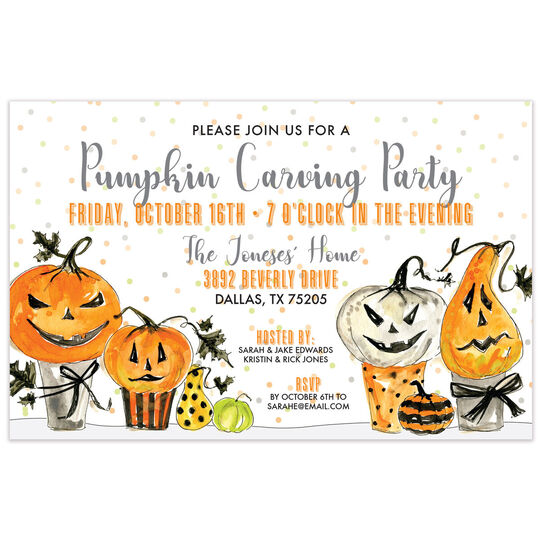 Ghoulish Gourds and Pumpkins Invitations